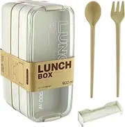 Triple Layer Lunch Box | 3 in 1 Compartment Meal Containers for Kids and Adults | BPA Free | Microwave and Dishwasher Safe | Cutlery Included (Cream)