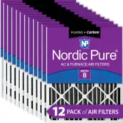Nordic Pure 18x20x2 Furnace Air Filters MERV 8 Pleated Plus Carbon 12 Pack