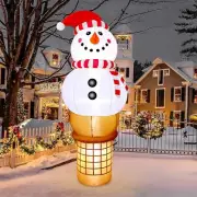 Christmas Snowman Ice Cream Airblown Inflatable Decor LED Blow Up Xmas Holiday