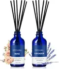 Reed Diffuser Set of 2 - Rose & Lavender, 3.72 Oz (110 Ml) Scent Diffuser with 1