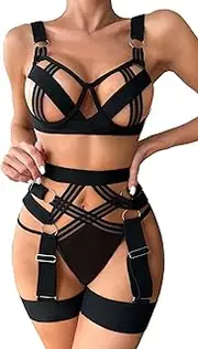 [KEOYA] Women Lingerie Set Sexy Hollow Out Nightwear Halter Neck Mesh Splicing Romper Strap Uniform Temptation Suit Exotic Outfits S-XL