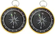 Toyvian 1 Pair Compass Keychain Compass with Key Ring Camping Compass Compasses for Hiking Car Compass Dashboard Mini Pocket Compass Handheld Compass Climbing Compass Aluminum Alloy Golden