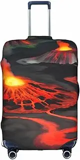 [HTTUP] Kilauea Volcanos Print Practical Elastic Washable Travel Luggage Cover with Concealed Zipper for Suitcases, White, Medium