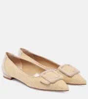 [Manolo Blahnik] Manolo Blahnik Maysalepumpflat raffia ballet flats AU 6 purple