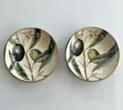 (2) WILLIAMS SONOMA Botanical 5.5'' OLIVE BRANCH Dip BOWLS Condiment Dessert NEW