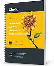 Ohuhu Marker Pads Art Sketchbook, 297 x 240 mm XL A3 Large Paper Size, 120LB/200GSM Heavy Smooth Drawing Papers, 48 Sheets/96 Pages, Spiral Bound Sketch Book, Specially Designed for Alcohol Markers
