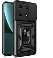 case For Infinix Note 30 4G Slide Camera Lens Protection and Built in 360 Rotatable Ring Holder - Black