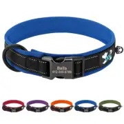 Reflective Nylon Dog Collar Personalised Name/Number Engraved Custom Adjustable