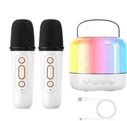 Mwqpgyh Wireless Karaoke Machine | Small Speaker with 2 Wireless Microphones - Small Portable Singing Machine, Sound Box with Led Light for Wedding, Christmas