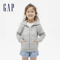 在飛比找蝦皮商城優惠-Gap 女幼童裝 Logo長袖外套 碳素軟磨法式圈織系列-石