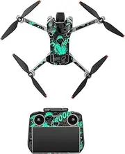 Removable sticker Skin for DJI Mini 4 Pro and DJI RC 2 Controller, Decorative Stickers Bubble Free (Black&Green)