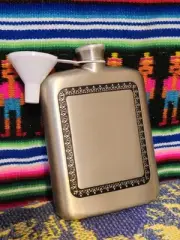 Vintage NOS Un-Engraved Royal Selangor Pewter Flask, With Original Funnel