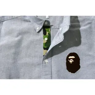 A BATHING APE LARGE APE HEAD OXFORD BD SHIRT 大猿人頭刺繡長䄂襯衫