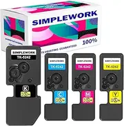 [SIMPLEWORK] TK-5242 Toner High Capacity Cartridge Set (4Pack, 1BK/1C/1M/1Y) -1T02R70US0 1T02R7CUS0 1T02R7BUS0 1T02R7AUS0 for Kyocera ECOSYS P5026cdn P5026cdw M5526cdw M5526cdn Laser Printers.