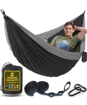DealBang Hammock, Green & Grey, Straps