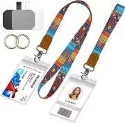 Wrist Strap Lanyard & Cruise Lanyard Keychain with 2 ID Holders and Phone Tether