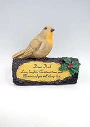 [Clover Cottage Gifts] Dad Robin On Log Christmas Memorial Ornament Plaque