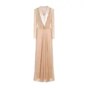 [Alberta Ferretti] Alberta Ferretti-Pink Silk Chiffon Long Dress-Donna 40 IT