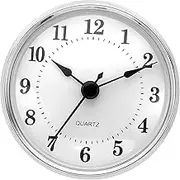 uxcell 3.1" 80mm Quartz Clock Insert, Round Quartz Movement Miniature Clock Mini Arabic Numeral Clock Fit 76mm/3" Diameter Hole for Replacement Home, Style 23, Silver Tone