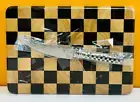 MacKenzie-Childs 36066-SET Check Cheese Board Set, Chop Board + Knife. New!