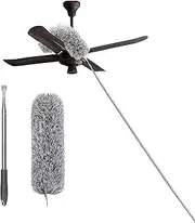 Sulfar Long Handle Microfiber Feather Ceiling Duster for Dust Cleaning with extendable Pole 30-100 Inch with Anti Scratch Bendable Head Brush for Cleaning High Cobweb Stick high Ceiling Fan