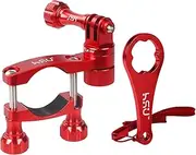 HSU 0.6-1.3inch All-Aluminum Bike/Motorcycle Handlebars, 360° Rotation Seat Post, Ski Pole Mount Compatible with Go Pro Hero 13/12/11/10/9/8/7/6/5, DJI Osmo Action AKASO and Other Action Cameras (Red)