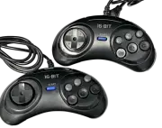 2 X 16-Bit Sega Mega Drive Controller 6 Button Master System New Aftermarket Pad
