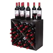 Wine Rack Cabinet countertop Wooden Stackable Storage Retro Cube 24 Bottles f...