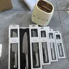 Creamy White 6 Knives and Block SMEG 7 Piece Stainless Steel Knife Block Set
