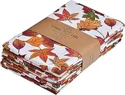 Urban Villa Harvest Kitchen Towel Fall Leaf Print Premium Quality100% Cotton Thanks Giving Dish Towels Mitered Corners,(Size: 20X30 Inch) Highly Absorbent Bar Towels & Tea Towels - (Set of 6)