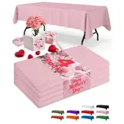 Pink Plastic Table Cloth Rectangle Table 4 Pack,2.7m × 1.3m Tablecloth for 1.8m Tables,Table Cloth for Disposable Use,Table Cover
