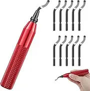 Fxvhojq Deburring Tool Kit Multifunctional Burr Edges Removing Hand Tool Removing Burr Tool Rotary Deburr Blades Set with 10 Extra Blades and 1 Handle with Aliminum Handle for Handicrafts