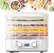 Food Dehydrator Machine with 5 Adjustable Trays, 48 Hour Timer and Temperature Control (95ºF-158ºF) for Food, Jerky, Fruit, Herbs and Vegetables,White