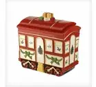 New in Box Ceramic Spode Christmas Tree Train Car with lid Cookie Jar