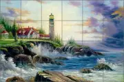 Ceramic Tile Mural Backsplash Shower Ching Lighthouse Seascape Art CHC066