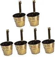 Sosoport 6 Pcs Flowerpot Planters for Fence Vintage Flower Vase Outdoor Flower Pot Railing Flower Pot Vintage Vases for Flowers Flower Bucket Pots Botanical Decor Plants Iron Hanging Desk