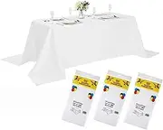 White Table Covers 3 Pack, 54 * 108 inch White Disposable Tablecloth and Wrinkle Resistant Washable Table Cloth, Decorative Fabric Table Cover for Dining Table, Plastic Cover for Rectangle Tables