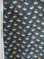 HUTS/MANGER AND PALM TREES JOANN Cotton Fabric NAVY Multi SBTY X 43"W NEW