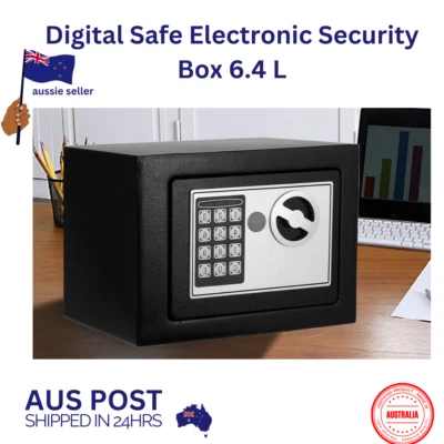Digital Safe Electronic Security Box 6.4L Keypad Steel Black for Home & Office
