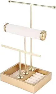 Haskoss 3 Tier Jewelry Tree Stand Necklace Holder Tower Rack Necklace Bracelet Holder Jewelry Display Stand Jewelry Tower with Ring Tray
