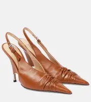 [Blumarine] Blumarine Leather slingback pumps AU 9 brown