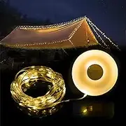 goldseaside Portable Camping String Lights, 2 in 1 USB Rechargeable Outdoor Light Holiday Decoration Lanterns Garden Yard Star Lamp, Adjustable Brightness and 5 Modes