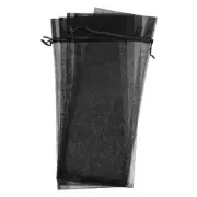 12PCS Black Sheer Mesh Organza Wine Bags for Bottle Birthday, Wedding Party