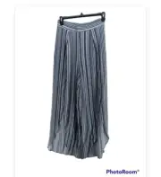 forever 21 pants women's size L casual deep slit leg navy blue striped Rayon