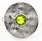 Natural Peridot 925 Solid Sterling Silver Ring Jewelry Sz 6.5 @B11-9