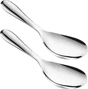 Homoyoyo 2pcs Stainless Steel Non-Stick Rice Spoon Rice Cooker Spoon Paddle Rice Spoon Rice Paddle Standing Rice Spatula Rice Cooker Spoon Rice Scooper