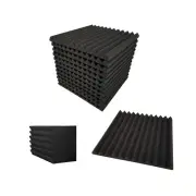 24 pks 12x12x1" Wedge Acoustic Foam Soundproof Wall Record Studio Panel Tile Blk