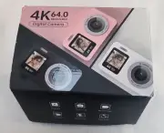 4K Digital Camera, 64.0 Mega Pixel Kids Digital Point and Shoot Camera WHITE
