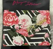 Betsey Johnson Wallet Tri-Fold Chevron Roses Card Slots