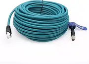 Eonvic Ethernet Shielded Cable M12 X-Type 8 Position to RJ45 Cat-7e Waterproof Industrial Network High Flex Cable for Cognex (30M, Blue)